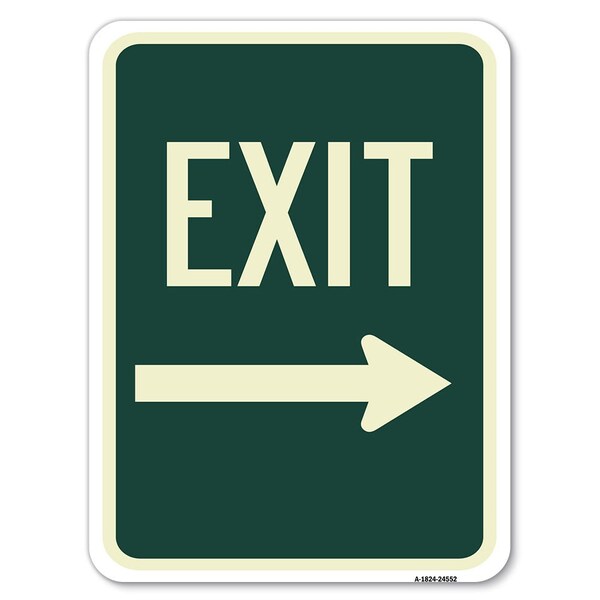 Exit with Right Arrow Heavy-Gauge Aluminum Rust Proof Parking Sign, 18" H, 24" L, A-1824-24552